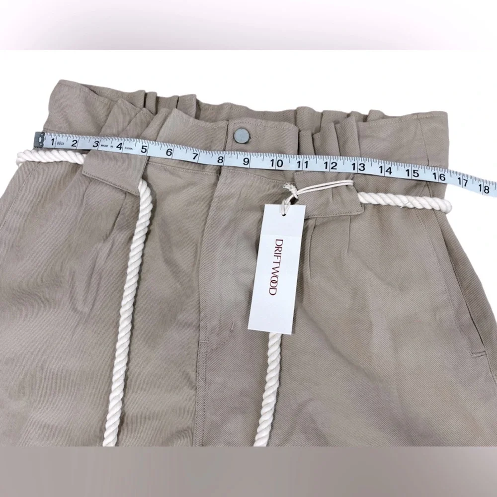 Driftwood Veronica Beige Linen Blend Paperbag High Rise Belted Shorts 29 NWT